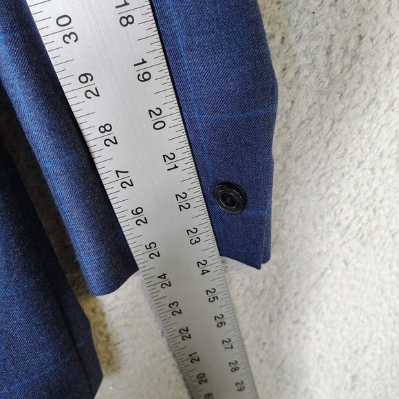 Escada Margaretha Ley Blazer Women 34 Blue Check 100% Cashmere Two-Button Jacket - Picture 5 of 14